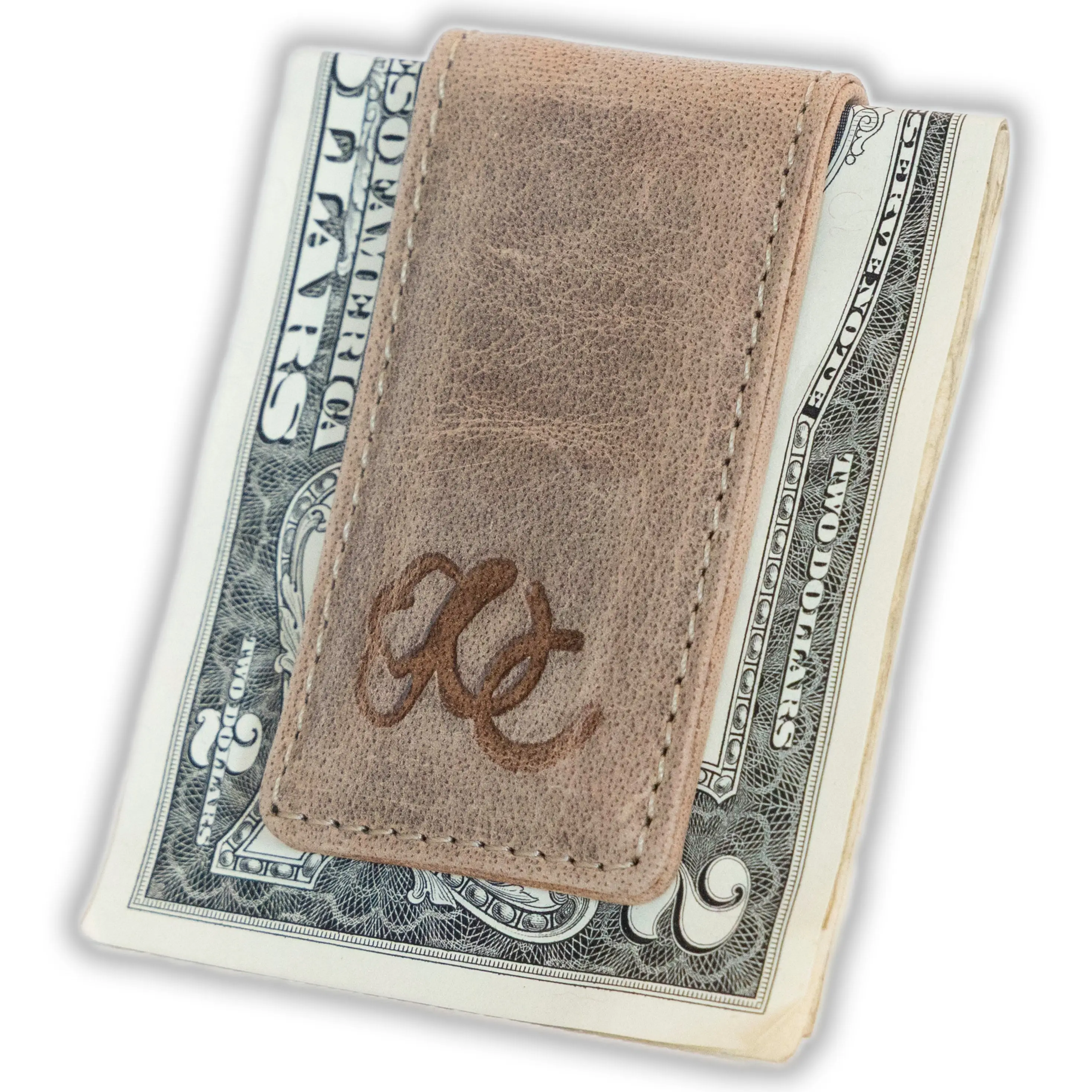 Magnetic Money Clip - Brown Leather Wallet with Magnetic Clip, Ideal for Organizing Cash and Cards