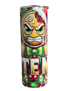 Bite Me - Gingerbread Man - 20oz oz 20 oz. 20oz. - Skinny Straight Sublimation Tumbler - Amy's Tumbler Junkies - Your Favorite Tumbler Shop!