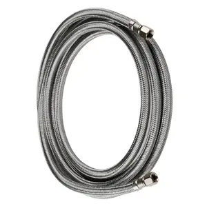 5ft Ice Maker Hose, with 1/4" Comp by 1/4" Comp Connection, Stainless Steel Braided Hose