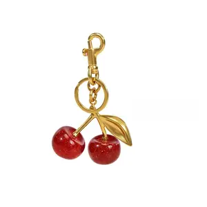 Cherry Blossom Car Keychain for Women, Sparkling Red Crystal Acrylic Key Ring, Cute Key Holder, for Girls Pendant Festivals Gifts