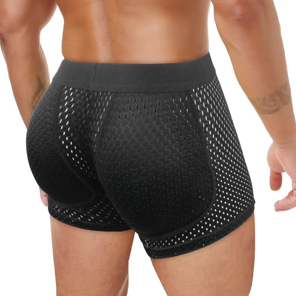 Men's Classic Plain Boxer Briefs Shapewear - Comfortable Fit, Breathable Mesh, Removable Hip Enhancer Pads, Stay Cool & Dry, Smooth Curves, Everyday Daily Wear Soft Activewear Underwear