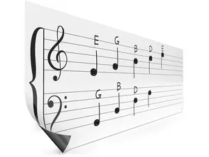 Scribbledo  Magnetic Dry Erase Music Staff Sheet 45" x 17" Large Music Staff Chart Reusable Write and Wipe Music Staff for Classroom Music Teachers