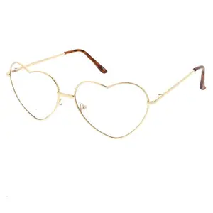 Unisex Fashion Culture Metal Frame Glasses - Heart Shaped Blue Light Blocking Lens Eyewear with Protective Lenses