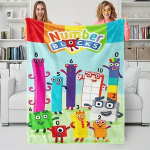 Digital Building Blocks Theme printed blankets,The colors are bright and the character images are consistent with the animation,Romantic healing,Soft and skin friendly without irritation,Suitable for children's sensitive skin,Suitable for all seasons.