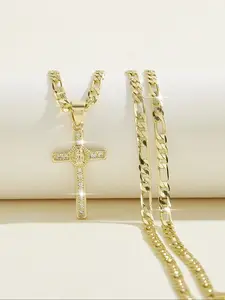 Classic Vintage Virgin Mary Cross Pendant Necklace, Brass Jewelry, Sacred Simple Prayer Gift, Women's Religious Accessories, Cross Necklaces