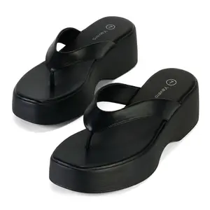 Women Platform Flip Flop Sandals Comfortable Wedge Thong Square Toe Casual Summer Elevated 2 36 Inch Height Cushioned Air Soft Padding No Rub Skin Friendly Lightweight Wear Resistant Sole
