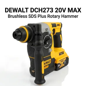 DEWALT DCH273 20V MAX Brushless Compact Rotary Hammer, 2.1J Impact Energy, 24mm Concrete Drilling Capacity, Ultra Low Vibration 6.6m/s², 301mm Short Body, 2.5kg Lightweight Design for Contractors, Electricians, Renovation and Jobsite Projects