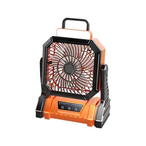 20000mAh Camping Fan with LED Lantern Rechargeable Battery Powered Portable Tent Fan 4 Speeds Timer for Outdoor Camping RV Power Outage Orange Green
