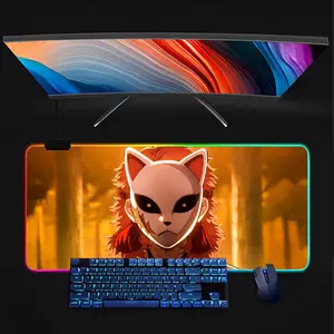 Demon Slayer Anime Mouse Pad RGB gaming keyboard with LED backlight, rubber gaming mouse pad, keyboard mat