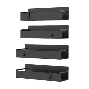 Magnetic Punch-free Kitchen Storage Rack Set, 4 Counts/set Multifunctional Spice Rack, High Temperature Resistant and Non-slip Refrigerator Side Door Storage Rack, Wall Mounted Shelf, Wall Mount Organizer, Decor