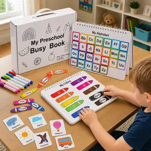Mallify Montessori Busy Book 30 Activities for Kids, Interactive Learning Activities, Bilingual Toddler Markers, Travel-Friendly Busy Board, Ideal Gift for Preschool Kids, Teaching & Painting Supplies, mothersdaygift, #Summervibes