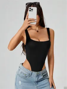 Knitted Bodysuit Fitted For Women Simple Fashion Daily Casual Everyday.