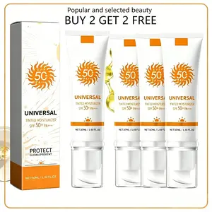 [BUY 2 GET 2 FREE]Tinted Sunscreen for Face SPF 50 PA+++,Universal Protector Solar Con Color,Face Sunscreen Moisturizer,Hydrating Sun Essence Face Sunscreen Hydrating,No Sticky | Travel Size Sunscreen