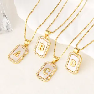 Dainty Pave Letter Necklace by Caitlyn Minimalist - 18K Gold Plated Initial Necklace - Custom Diamond Letter Pendant Necklace with Mirror Chain - Everyday Layering Necklace - Personalized Jewelry - Gift for Her chain