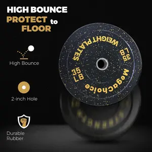 Garvee Crumb Rubber Bumper Plates Set 2-Inch – High-Density 35 Lbs Pairs, Color-Coded Weight Plates for Weightlifting & Home Gym, Shock Absorbing and Noise Reducing Rubber Weight Plates