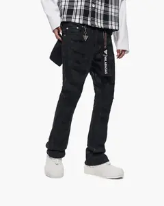 Trance Stacked Black Waxed Jeans