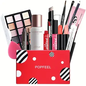 Selection Beauty Makeup Set Box With Eyeshadow Palette Matte Lipstick Concealer Eyeliner Pencil Mascara Foundation Soft Brushes Full Cosmetic Gift