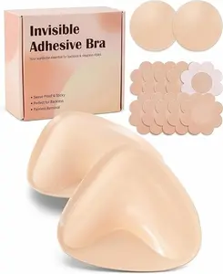 Double Sided Sticky Bra Inserts, Push Up Silicone Adhesive Bra Pads for Women, Invisible Seamless Bra