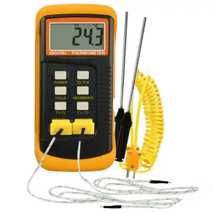 LTH-315_2P_Yellow K Type Digital Thermocouple Thermometer Dual Channel 4 Probe High Temp Meter