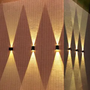 Solar LED Wall Light, Adjustable Lighting Range, Up-Down Illumination, Outdoor Garden Patio, Durable Waterproof Light, Modern Villa Landscape, Hallway Lighting