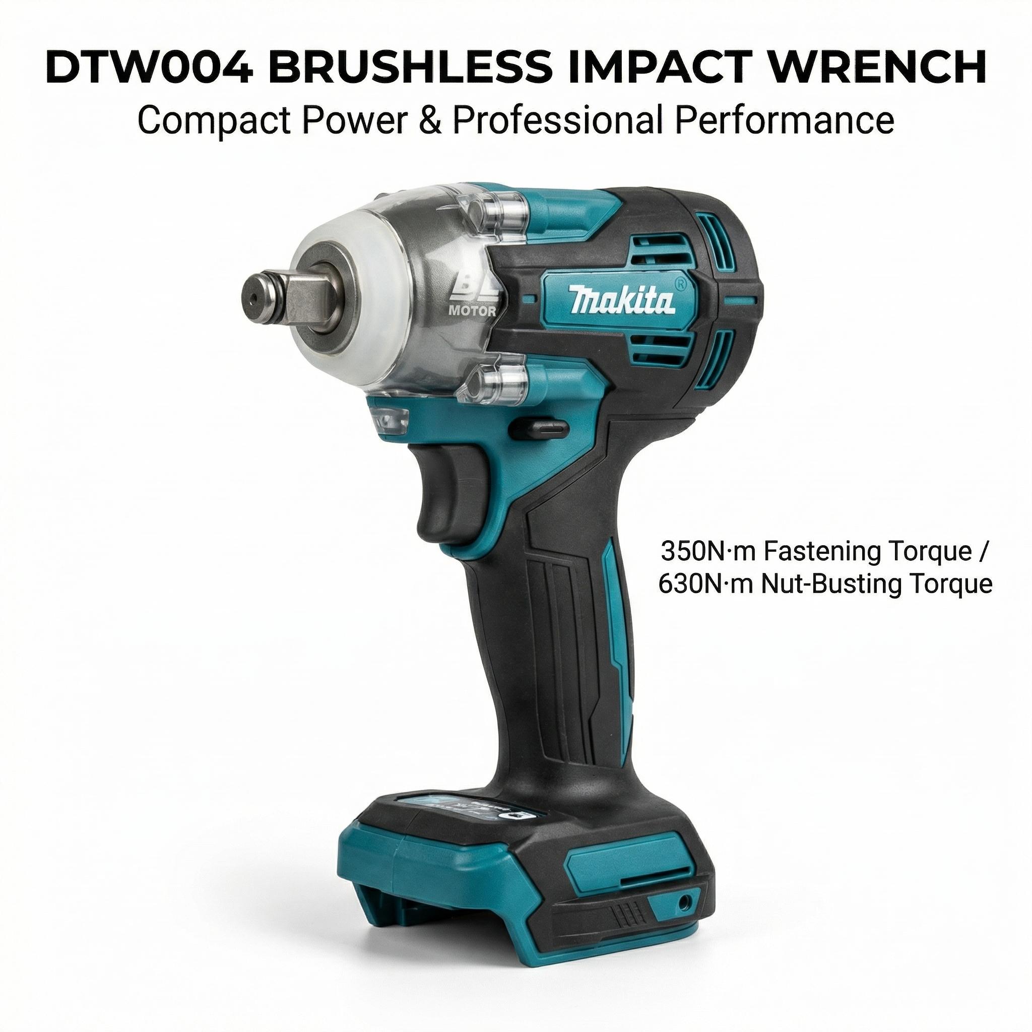 Makita DTW004 Brushless Impact Drill  With Battery Charger for Heavy Duty Fastening Electric Wrench High Torque Cordless Lithium Nailer Kit