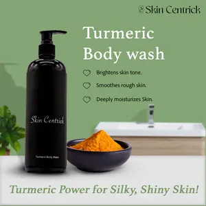 Skin Centrick Turmeric Body Wash Organic Vegan 16 fl oz Gel with Essential Oils for Men Women Paraben Free Sensitive Skin Friendly Cleanser