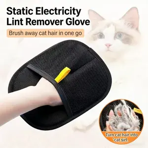 Pet Static Hair Removal Glove, Dual Brush Cat Fur Remover, Magic Pet Grooming Tool, Scratch-Free Hair Scraper Gloves
