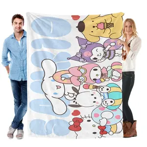 Sanrio All-Star Super Soft Fleece Blanket - Kawaii Room Decor Kuromi My Melody Pompompurin