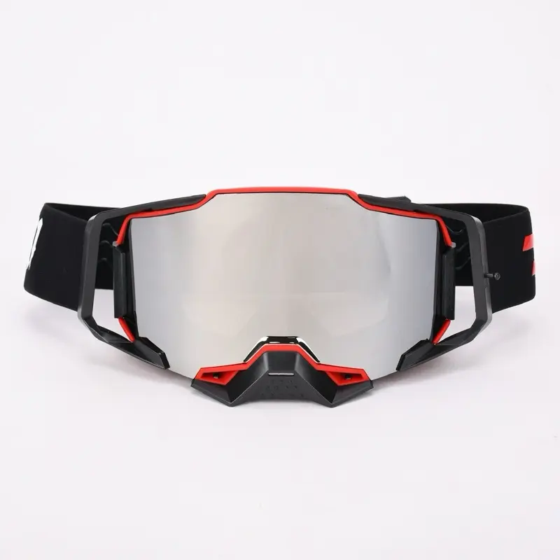 4LOW Motorcross Goggles for Off-Road Racing - Red & Black Frame with Tinted Lens for Enhanced Visibility