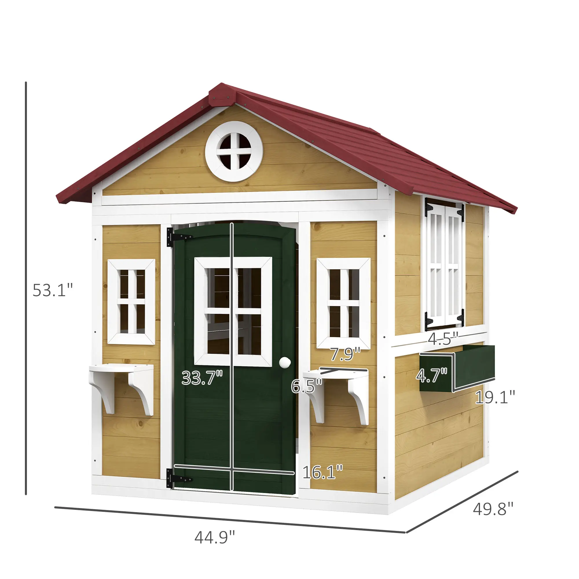Outsunny Playhouse for Kids Outdoor, Country Style Wooden Playhouse with Flower Pot Holders, Working Door, Windows, Service Stations for 3-7 Years Outsunny Playhouse for Kids Outdoor, Country Style Wooden Playhouse with Flower Pot Holders, Working Door, Windows, Service Stations for 3-7 Years