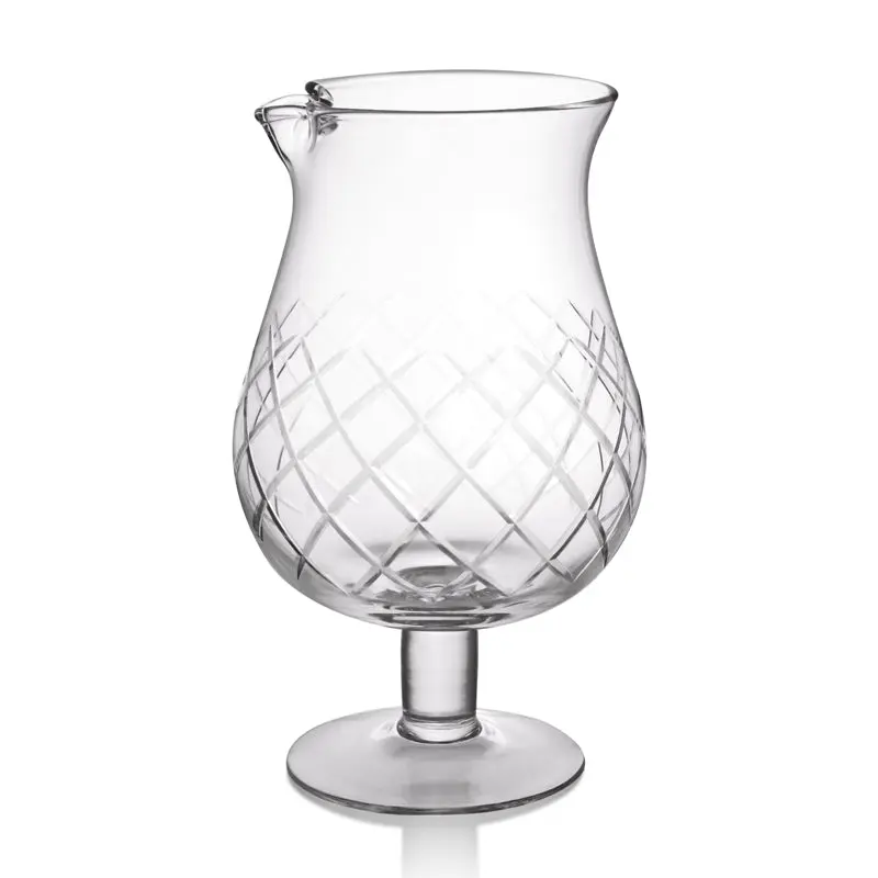 BarConic® Traditional Tall Stemmed Etched Diamond Cut Mixing Glass - 1301ml (44oz) Restaurant Kitchen Drinkware, Geometric, Stem Base, Efficient Glasses, Cocktail Mixing Tool
