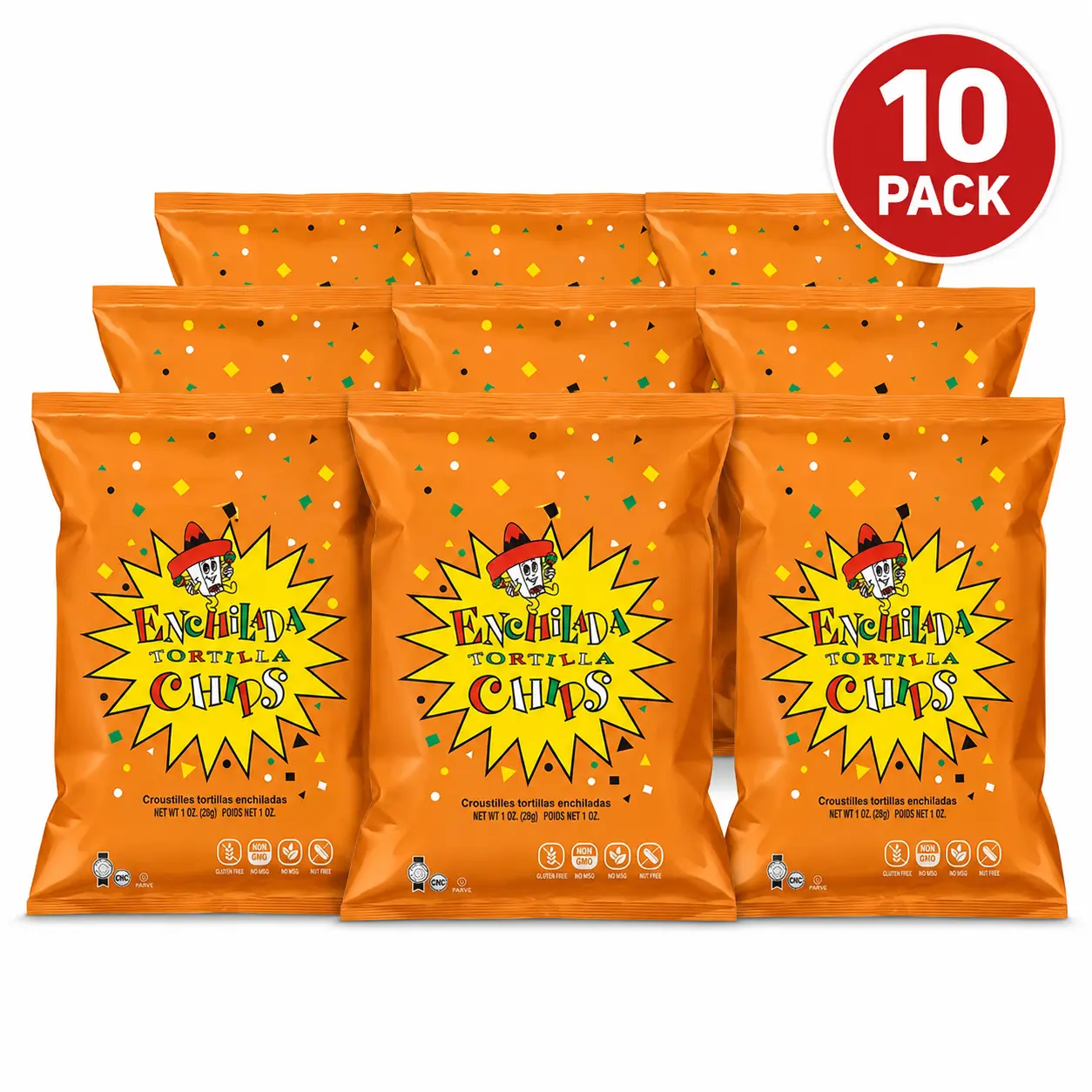 Enchilada Tortilla Chips 10 Pack - Savory Spiced Flavor Perfect for Taco Night or Snacking
