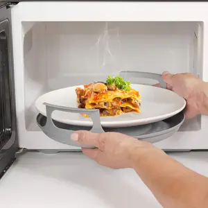 Microwave cool plate and spillover caddy with handles. For bowls, BPA free