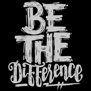 Menswear Brand Be The Difference T-Shirt - Black and White Text Design Medium Size