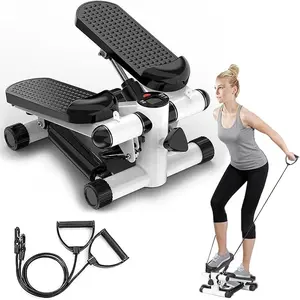 Stair Stepper with Resistance Bands & LCD Monitor, Adjustable Hydraulic Step Machine