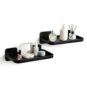 Small Floating Shelves Wall Mounted Set of 2, Plastic Hanging Wall Shelves Display for Bedroom, Gaming Room, Living Room, Bathroom, Office