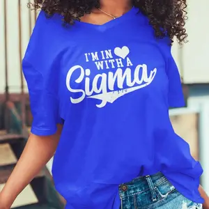 In Love With a Sigma (V-Neck) - Phi Beta Sigma 1914 VERIFIABLY LICENSED, Sigma Men of Fire and Brimstone, Black D9 Greek Fraternities