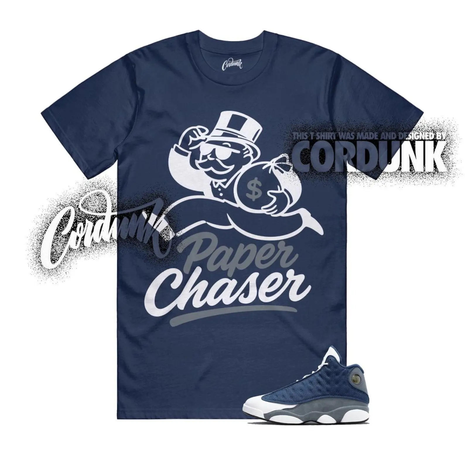 13 Flint Navy Grey Matching T Shirt, Paper Chaser Graphic Shirt, 90s Hip Hop Tee, Gift For Women and Man, Unisex T-Shirt, Sneaker Head Gift