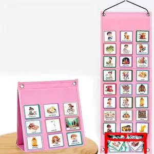 Multifunctional Polyester Visual Schedule Chart for Students & Autism, Foldable Wall Hanging Organizer with Pockets, Educational Planning Tool