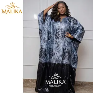 Black Brocard Bazin Boubou Dress With Scarf Nigerian French Elegant Women Dress Material Decoration For Evening Party Robe