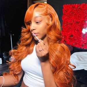 Bling Hair Colored Orange Ginger Body Wave Lace Frontal Wigs Human Hair 13x6 13x4 HD Lace Frontal Wig Loose Wave 30 32 Inch Brazilian Transparent Lace Wig for Women Pre Plucked 180% Density TikTokShopHolidayHaul