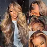 P4/27 Ombre Highlight 13x6 Lace Front Wigs 180% pre plucked  Human Hair with Baby Hair Honey Blonde Body Wave Lace Frontal Human Hair Wigs