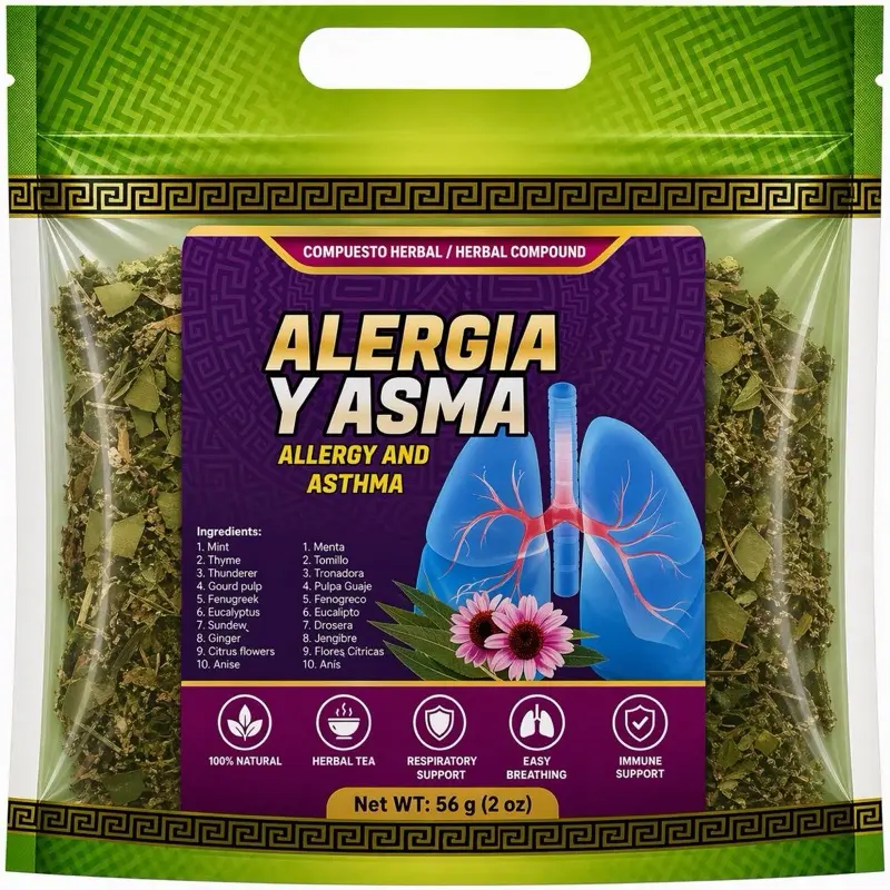 Allergy & Asthma Herbal Tea (Alergia y Asma) – Natural Respiratory Support Blend, Caffeine-Free Loose Leaf Tea for Immune & Breathing Support (2 oz)
