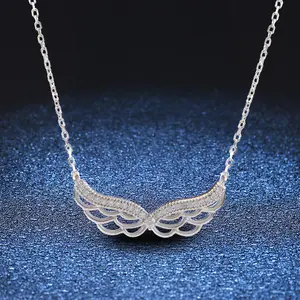 【Angel Wings】925 sterling silver Angel Wings necklace , Angel Wings Heart-beating Momentnecklace shows unforgettable love necklace Pendant With Zirconia