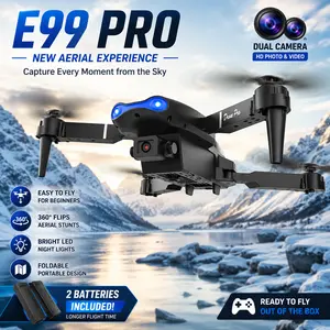 E99 Pro Foldable Drone with HD Camera for Adults and Beginners, FPV RC Quadcopter with Live Video, Creative Design Aerial Photography Toy Drone, Easy to Fly Boys Gifts