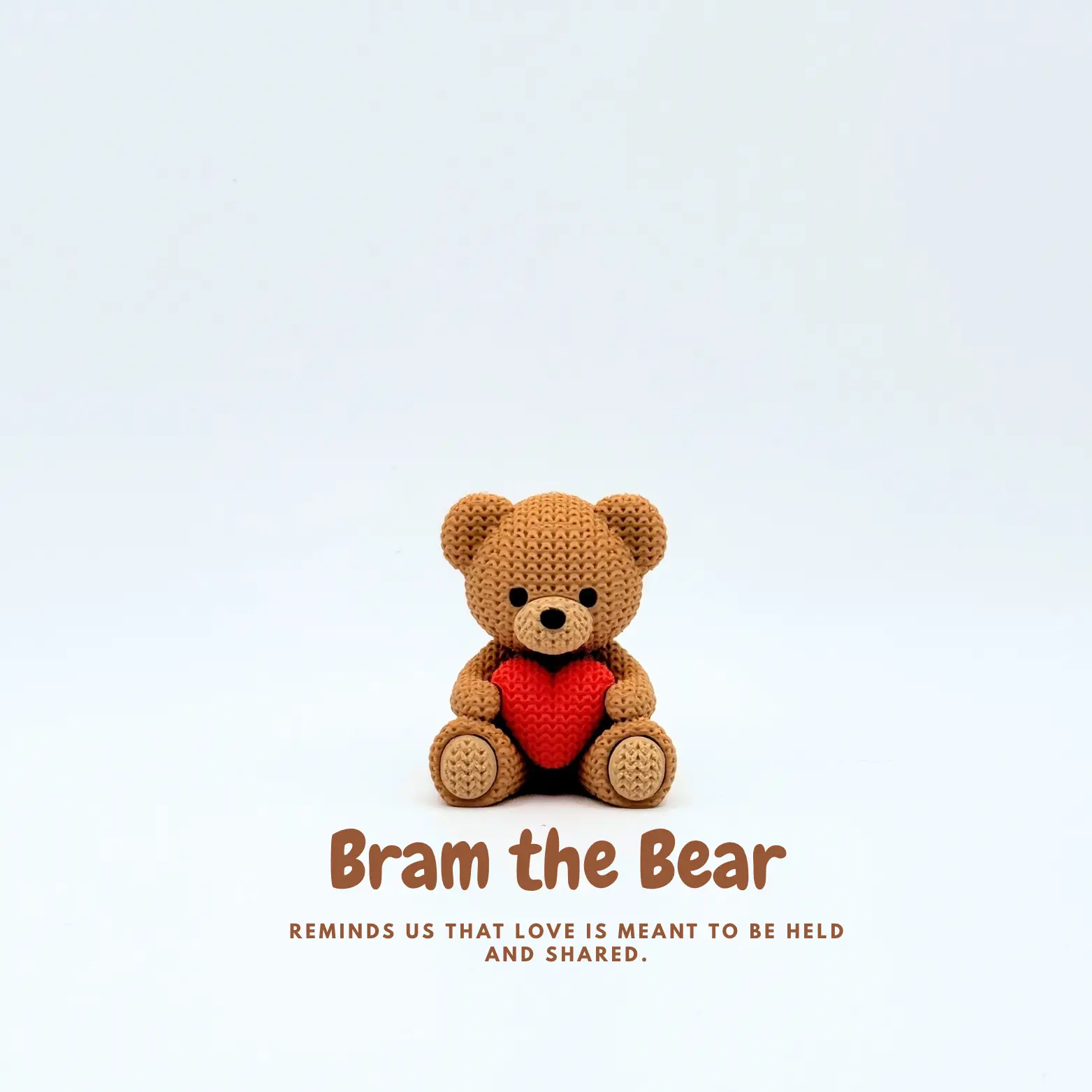 3D Printed Knitted Teddy Bear Dustling – No. 9 Bram the Bear, Valentine Gift