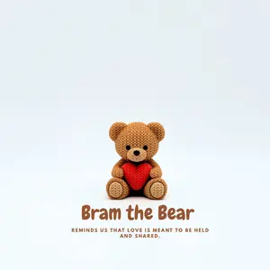 3D Printed Knitted Teddy Bear Dustling – No. 9 Bram the Bear, Valentine Gift