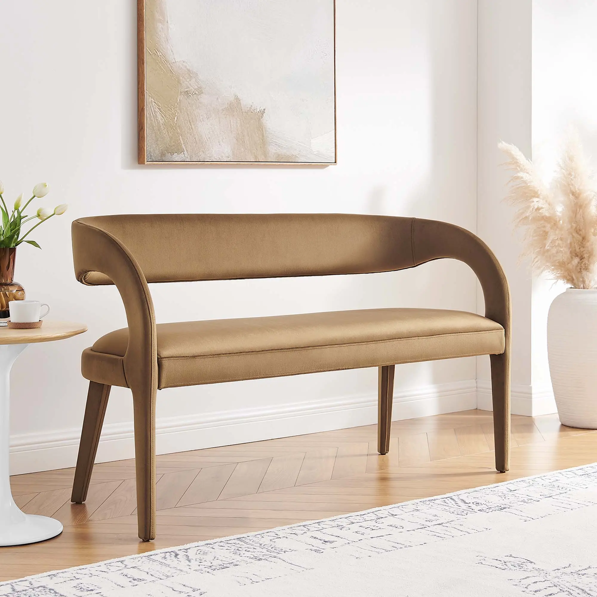 Modway Pinnacle Performance Velvet Accent Bench in Brown