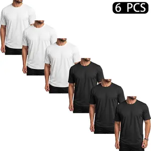 MAGCOMSEN Mens 1/3/6 Pack Pack Casual T-Shirts Hipster Hip Hop Longline Crewneck Tees Short Sleeve Summer Top Curved Hem Drop Cut Daily Wear