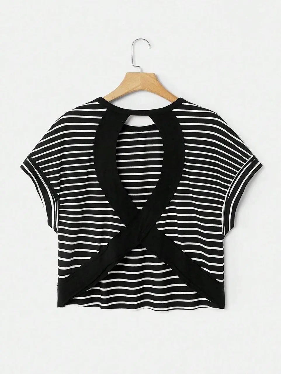 SHEIN Essnce Cut Out Back Batwing Sleeve Tee